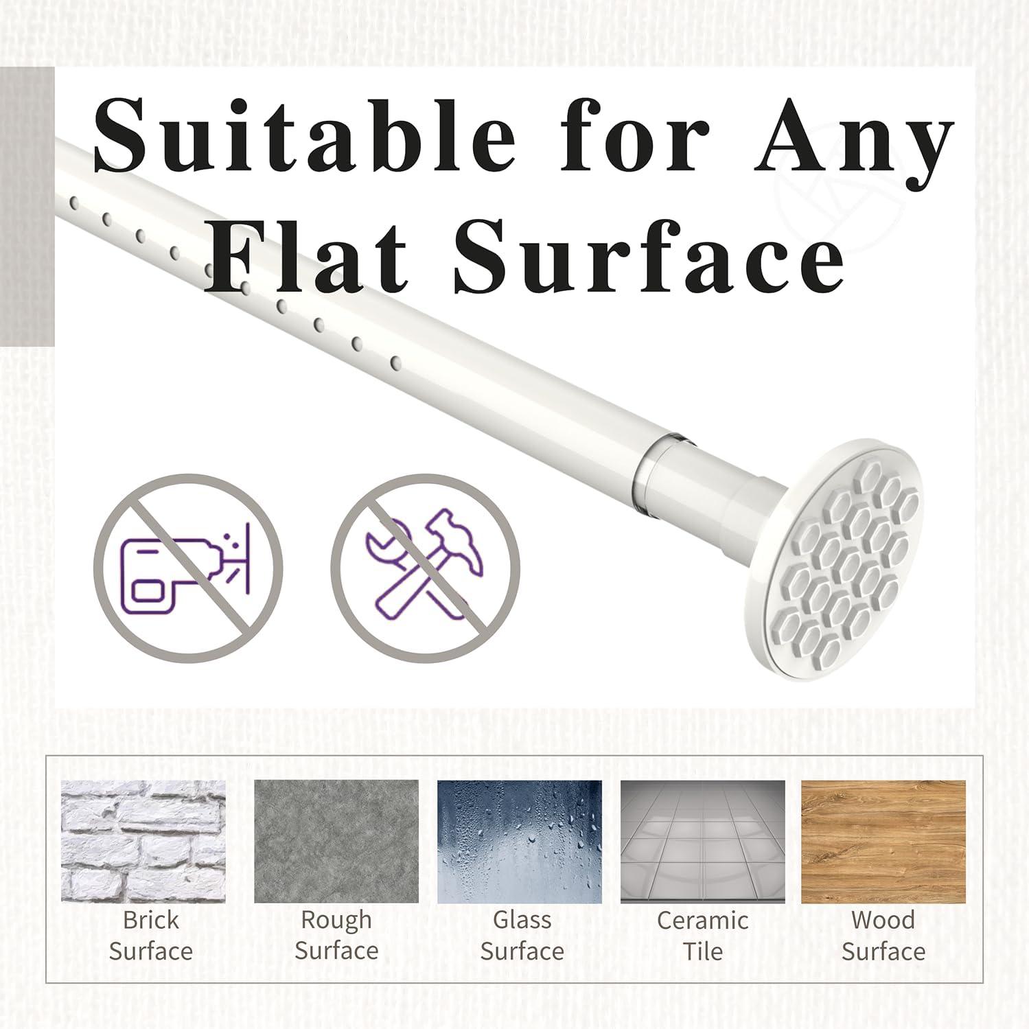 Shower Curtain Rod Extendable 90-140cm Stainless Steel 32mm Window