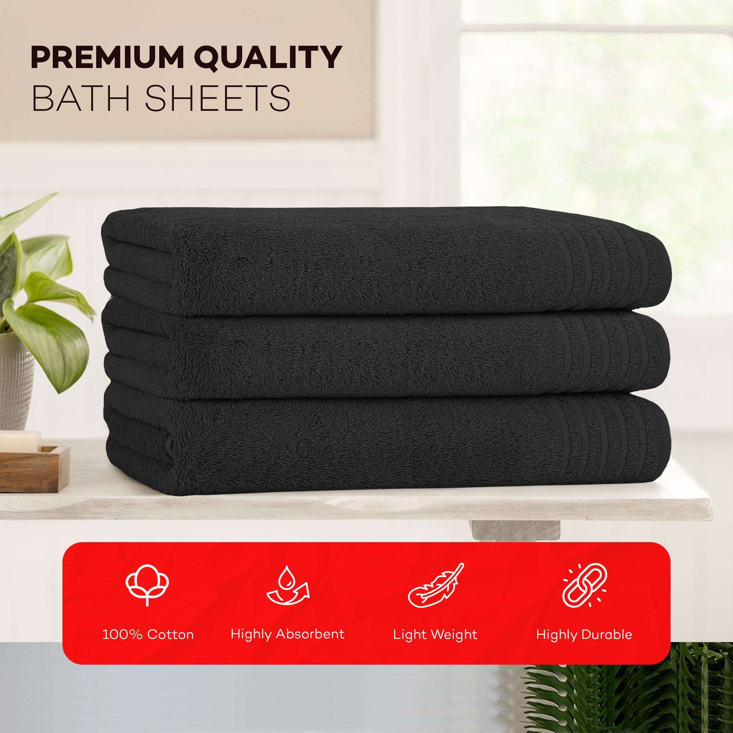 OLIVIA ROCCO Monaco 3 Pack Extra Large Bath Sheets 500GSM 100 Percent Cotton Highly Absorbent Towels For Home Gym Beach Spa Set