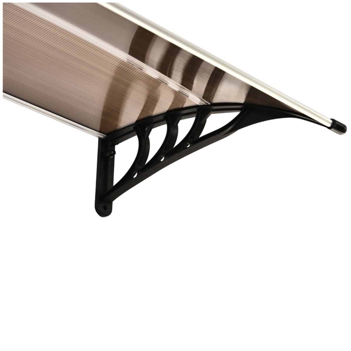 Outsunny Door Canopy (Brown Sheet & Black Bracket) 75 L x 120 W x 23 H cm