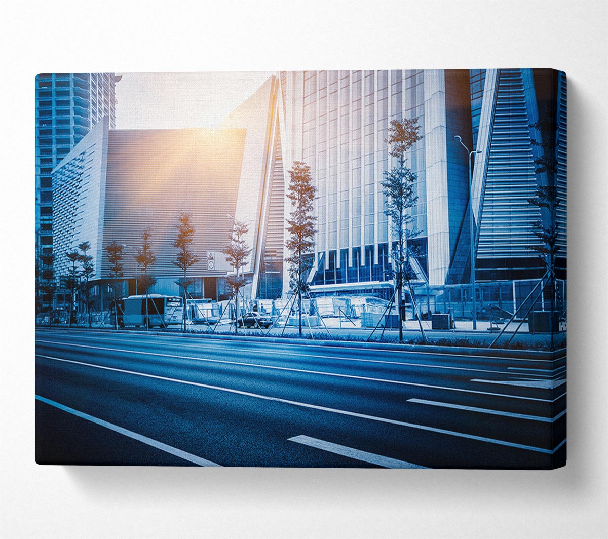 Blue city sunglare Canvas Wall Art