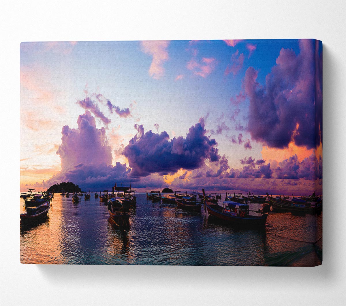 Purple clouds river Canvas Wall Art