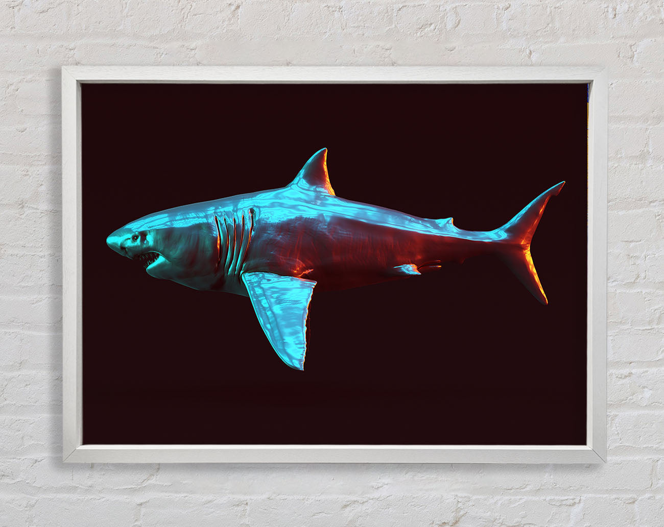Blue shark in the deep sea Framed Wall Art