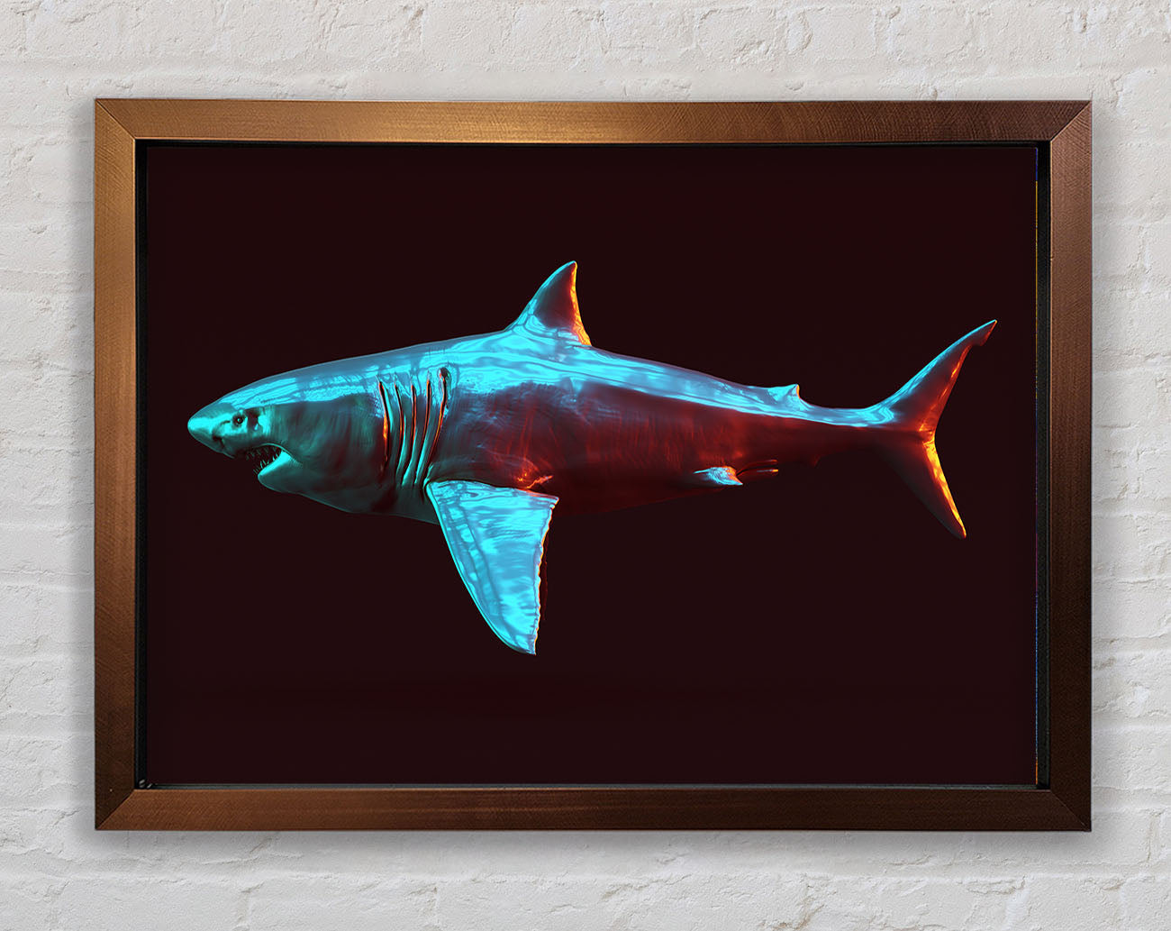 Blue shark in the deep sea Framed Wall Art