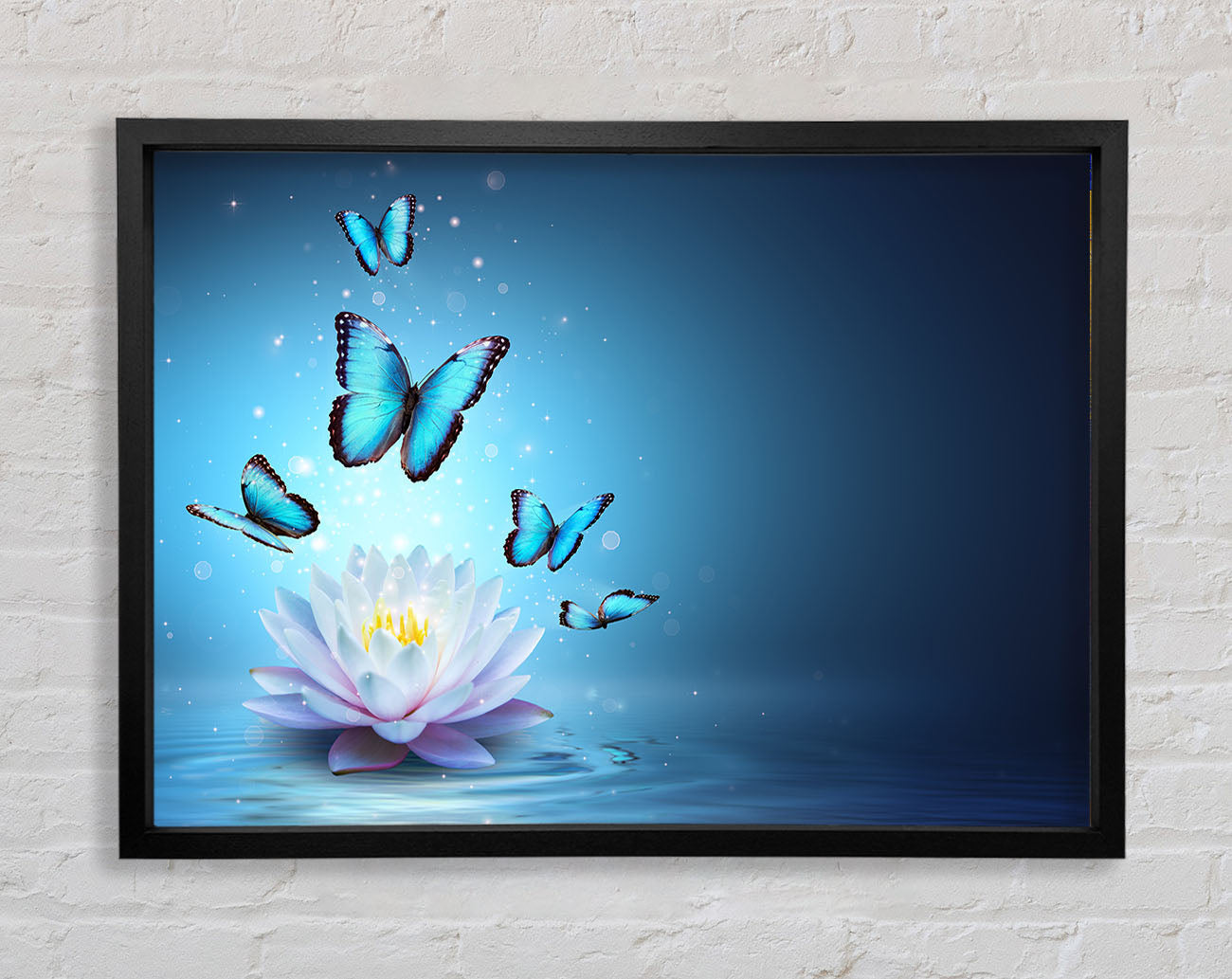 Butterflies above the lilly Framed Wall Art