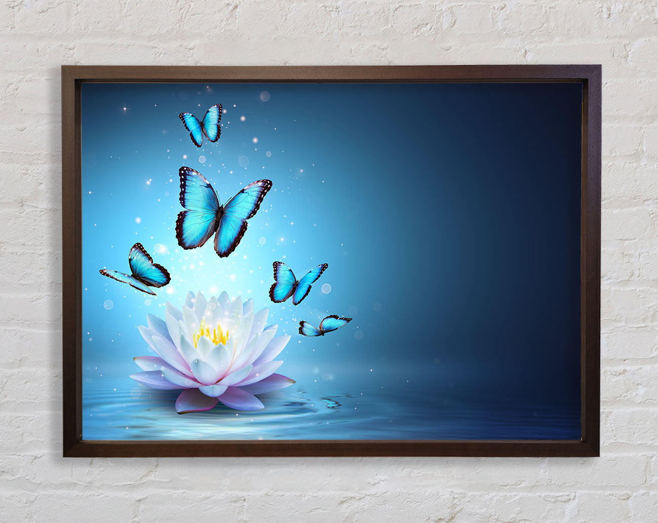 Butterflies above the lilly Framed Wall Art