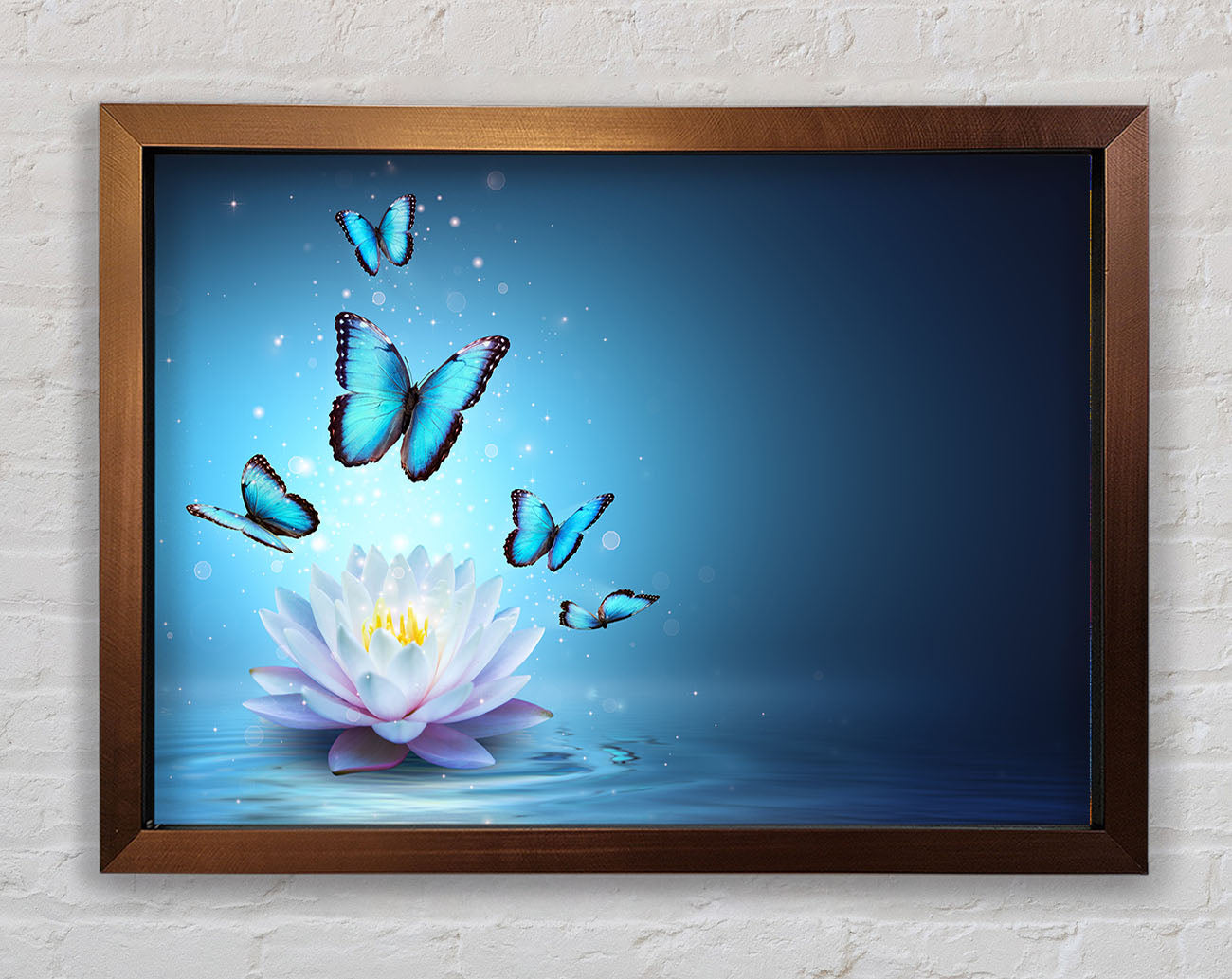 Butterflies above the lilly Framed Wall Art