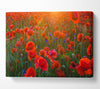 Red Poppies sun ray Canvas Wall Art