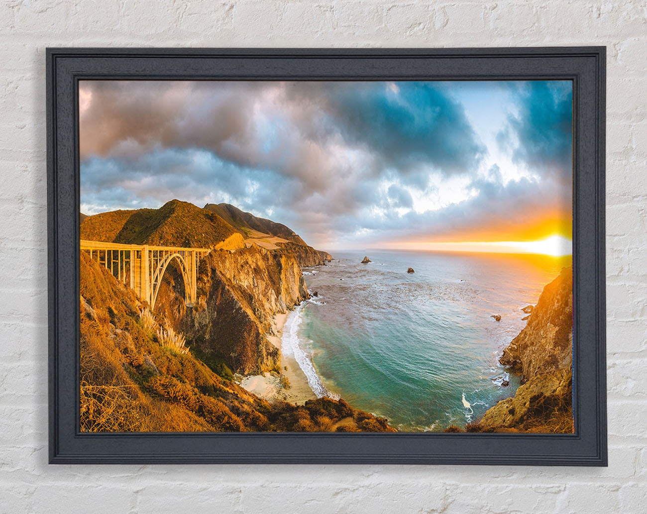 Bridge over the cliffs and cove Framed Wall Art
