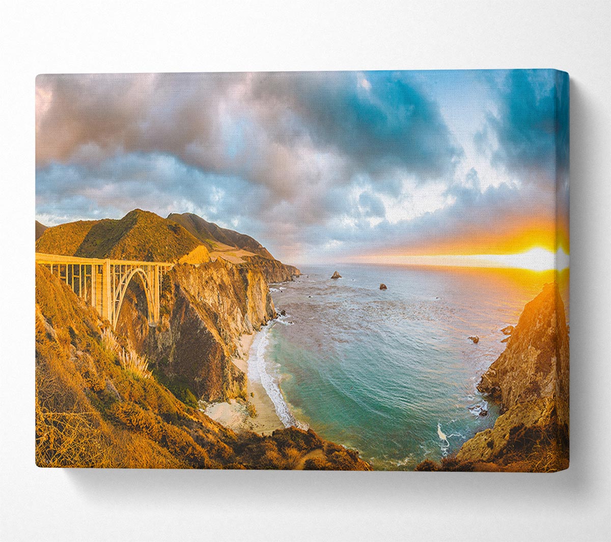 Bridge over the cliffs and cove Canvas Wall Art