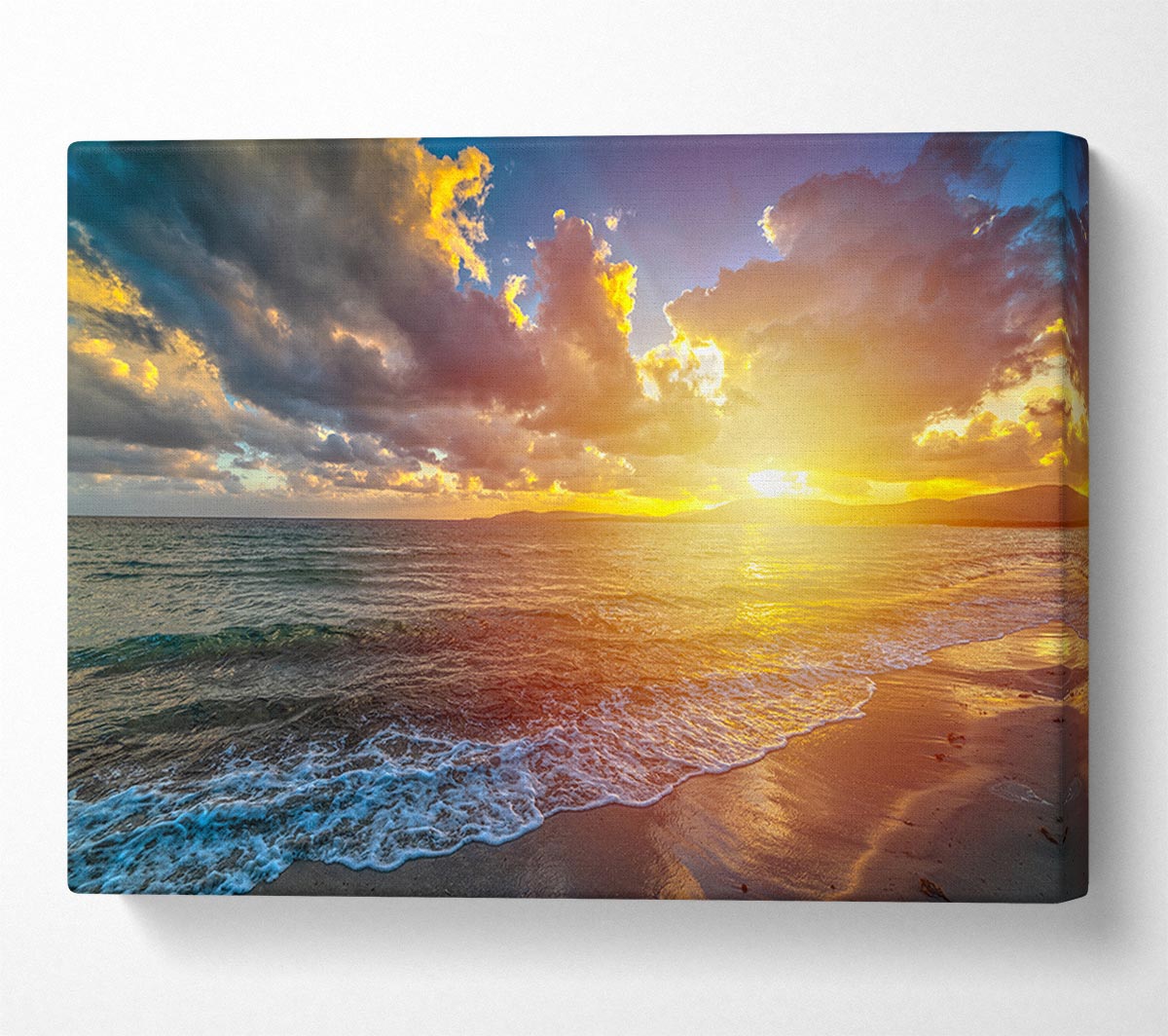 Sunset on the beach of essex Canvas Wall Art