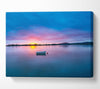 Small row boat on calm lake Canvas Wall Art