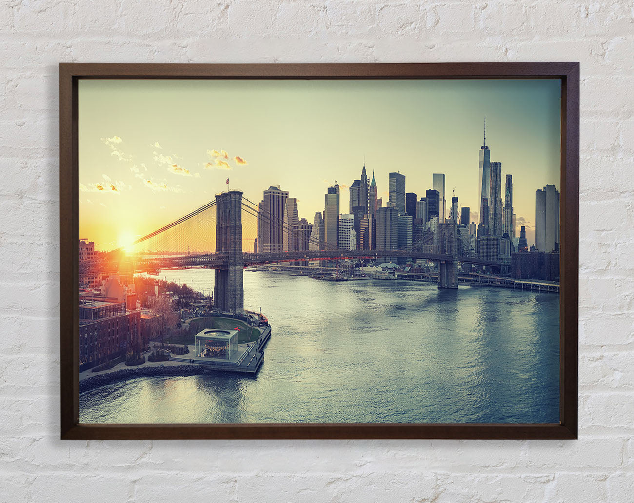 Bridge in New york over the water Framed Wall Art