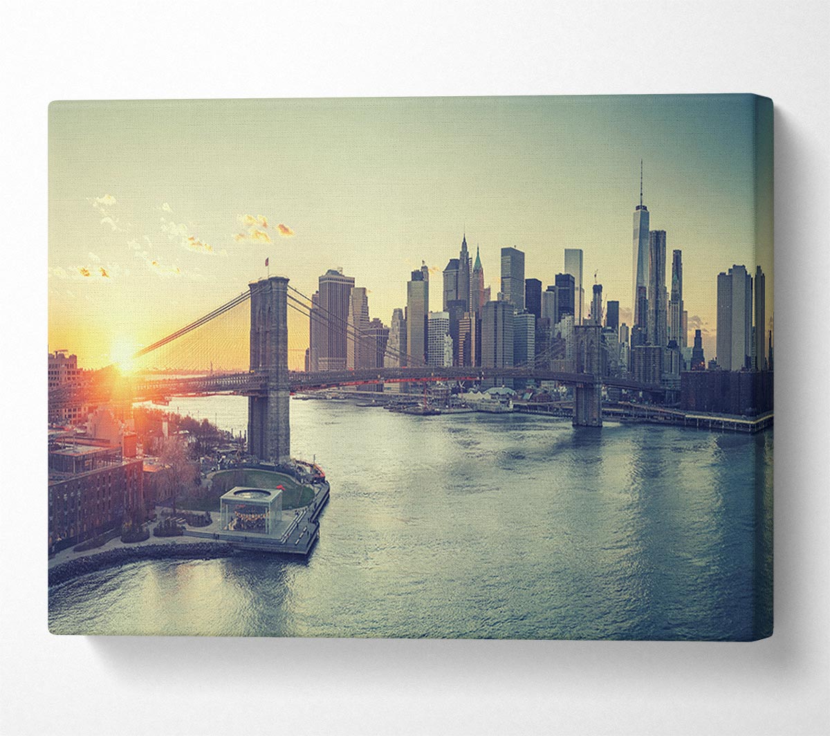 Bridge in New york over the water Canvas Wall Art