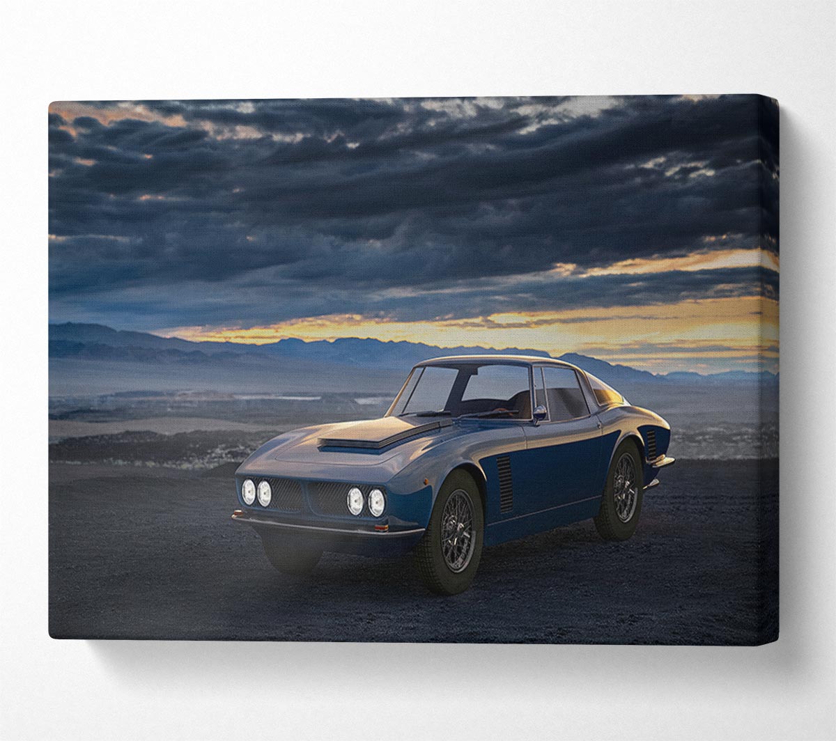 Retro Car in the clouds Canvas Wall Art