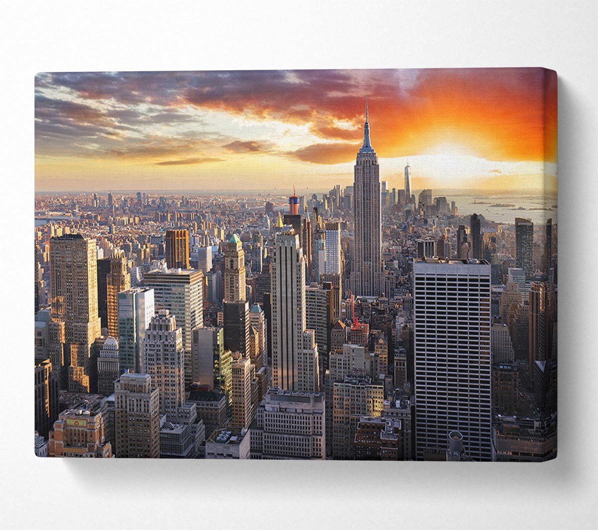 City in the sun rise skyscrapers Canvas Wall Art