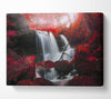 Red Forest Waterfall Delight Canvas Wall Art