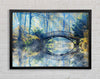 Blue hue bridge on lake Framed Wall Art