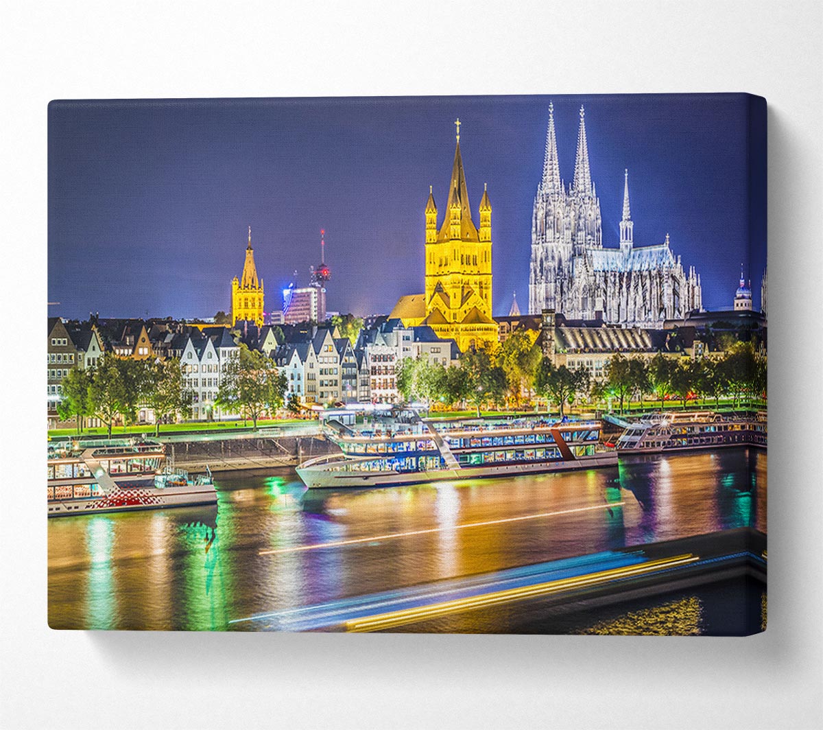 Bold lights on the harbour Canvas Wall Art