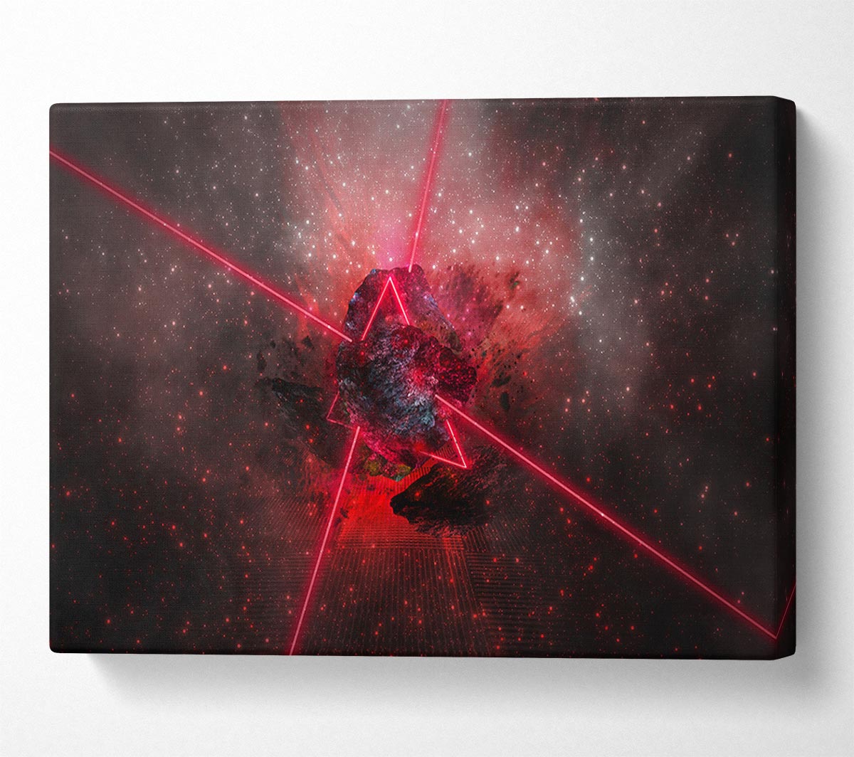 Red lazer triangle Canvas Wall Art