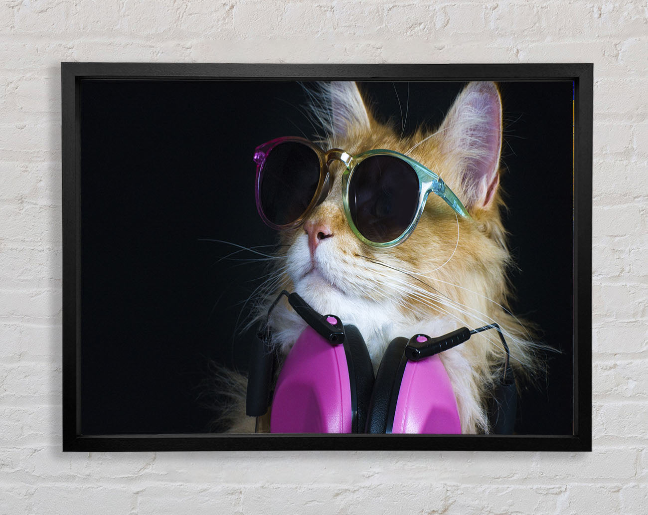 Cool headphones cat with headphones Framed Wall Art