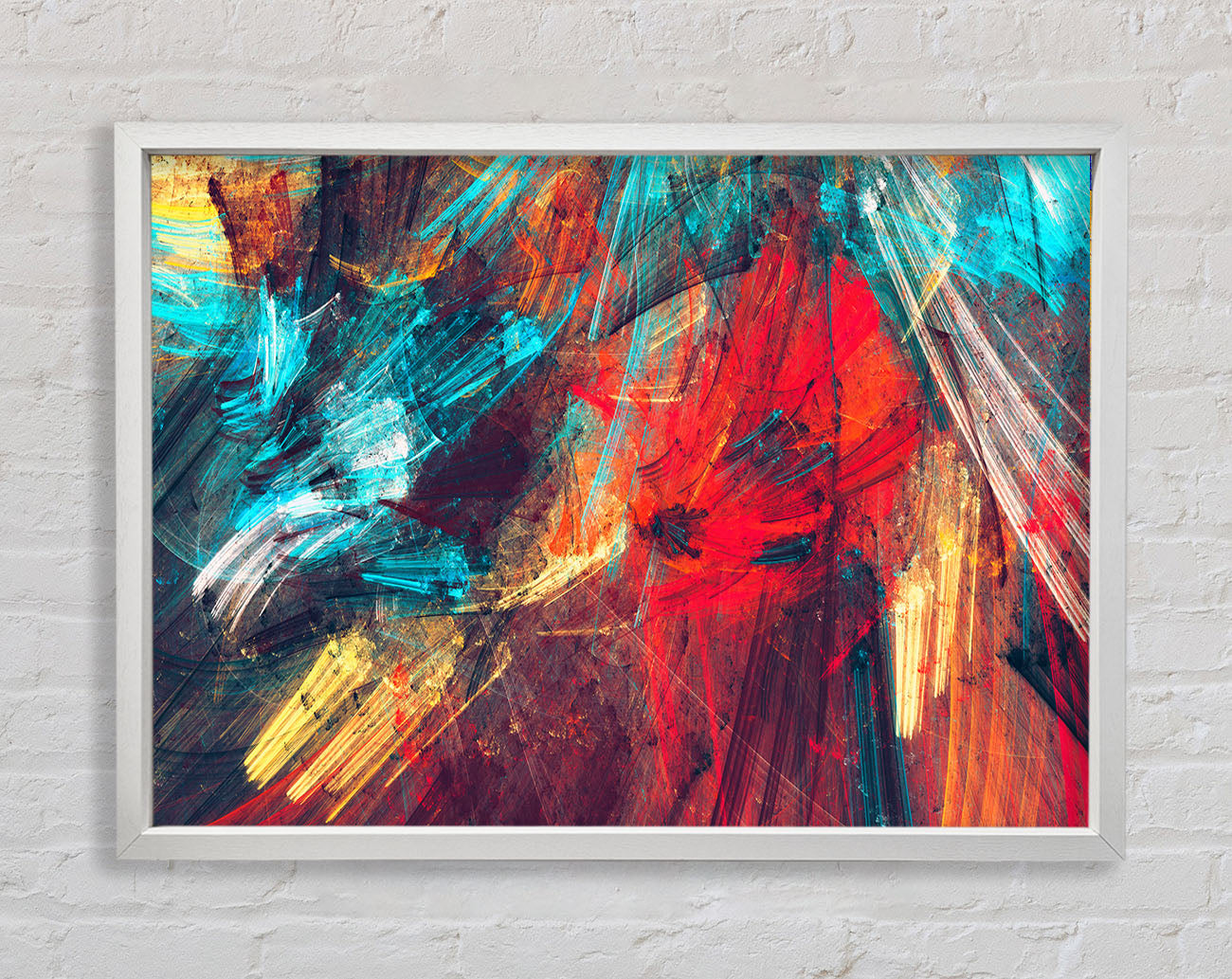Coloured lines of distortion Framed Wall Art