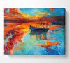 Row boat on the horizon of colour Canvas Wall Art