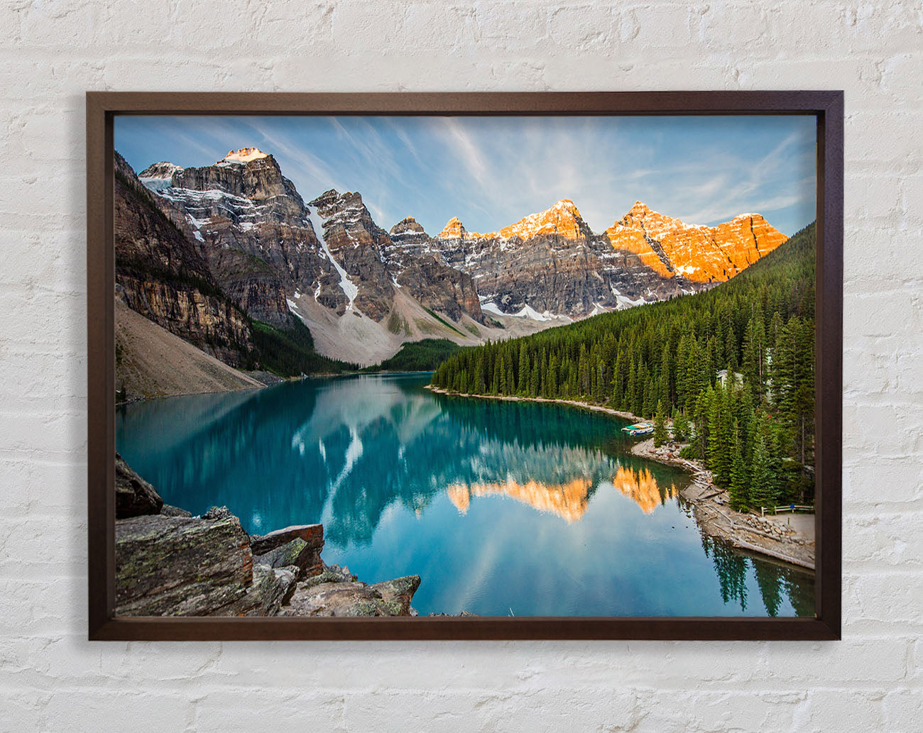 Crystal clear lake in the mountain range Framed Wall Art