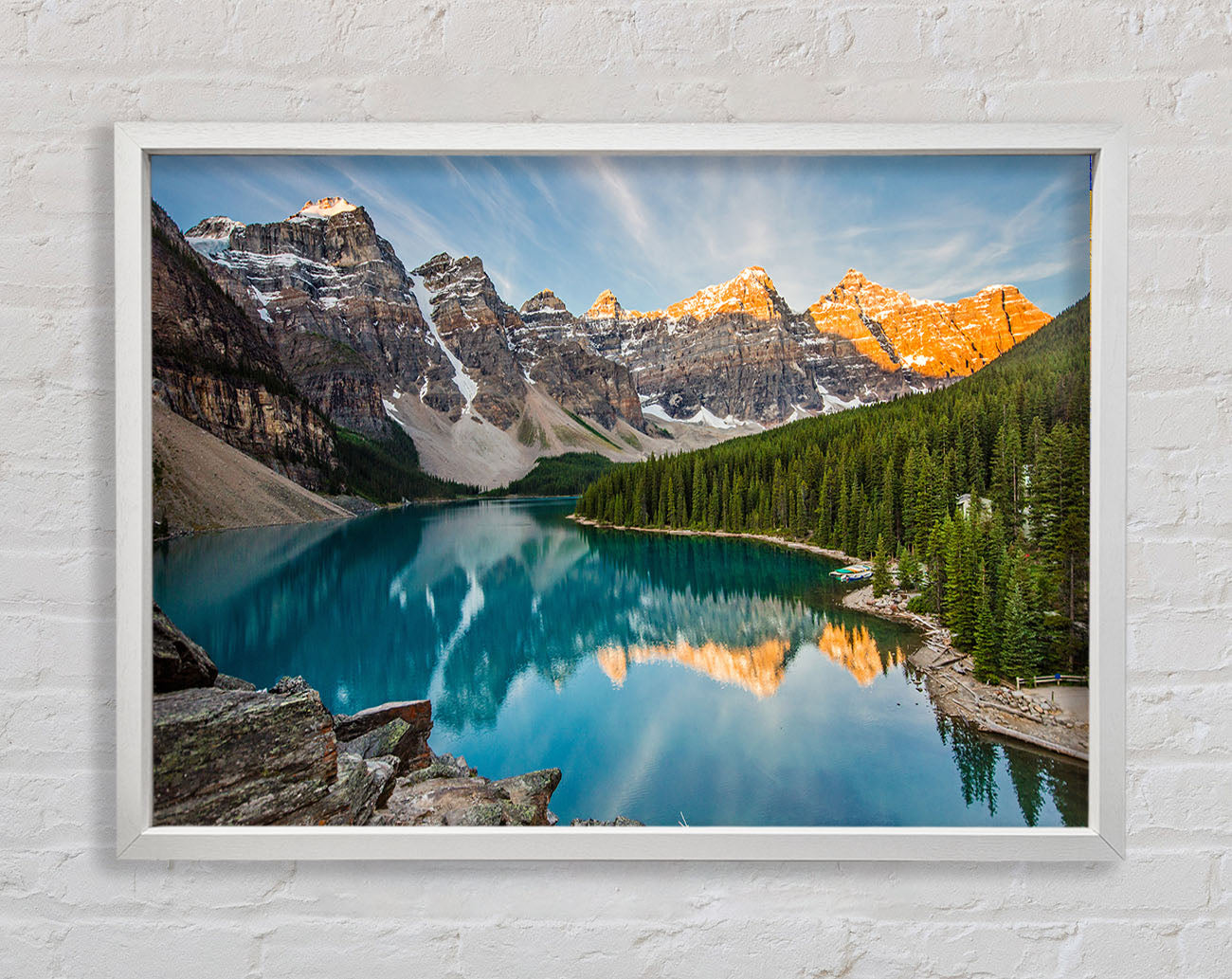 Crystal clear lake in the mountain range Framed Wall Art