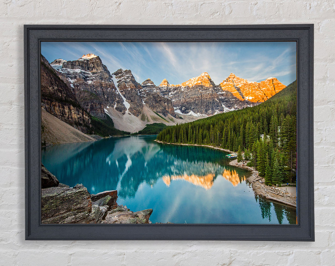 Crystal clear lake in the mountain range Framed Wall Art