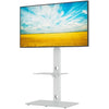 BONTEC Universal Floor TV Stand for 30-70 inch LED OLED LCD Plasma Flat Curved Screens, Height Adjustable Tall TV Stand with 2-Tier Tempered Glass Shelves up to 40KG, Max VESA 600x400mm (White)