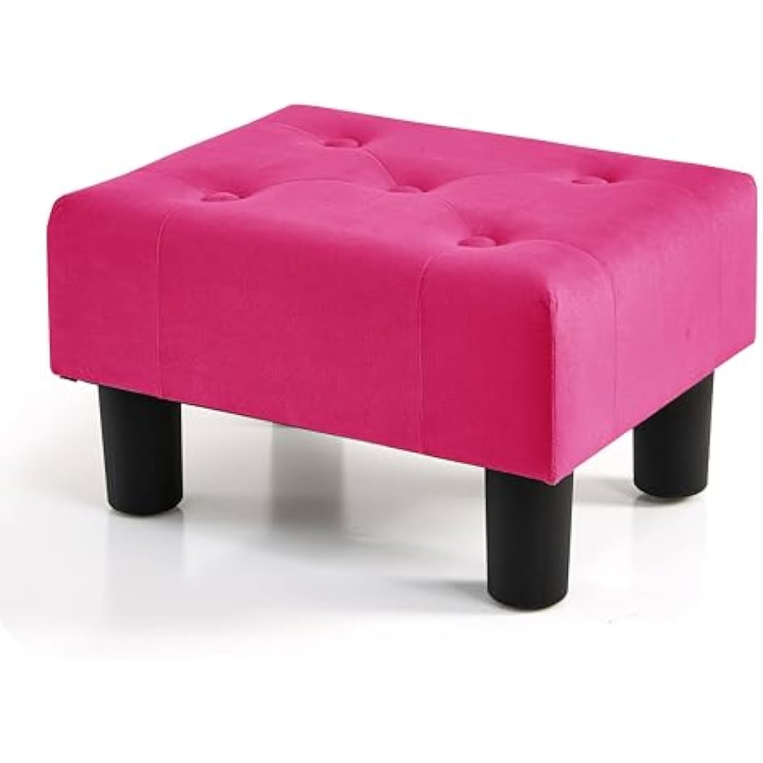 BRIAN & DANY Small Foot Stool, Velvet Footstool with Legs, Footstools for Living Room, Ottoman Footrest Extra Seating for Entryway, Rose Red