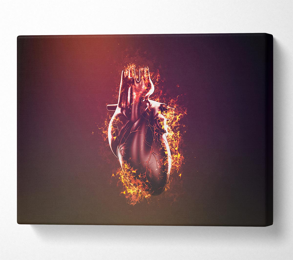 Flaming Heart Canvas Wall Art