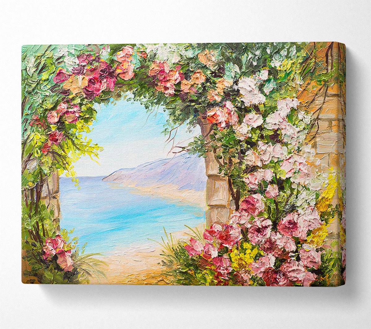 Floral View Of The Cove Watercolour Canvas Wall Art