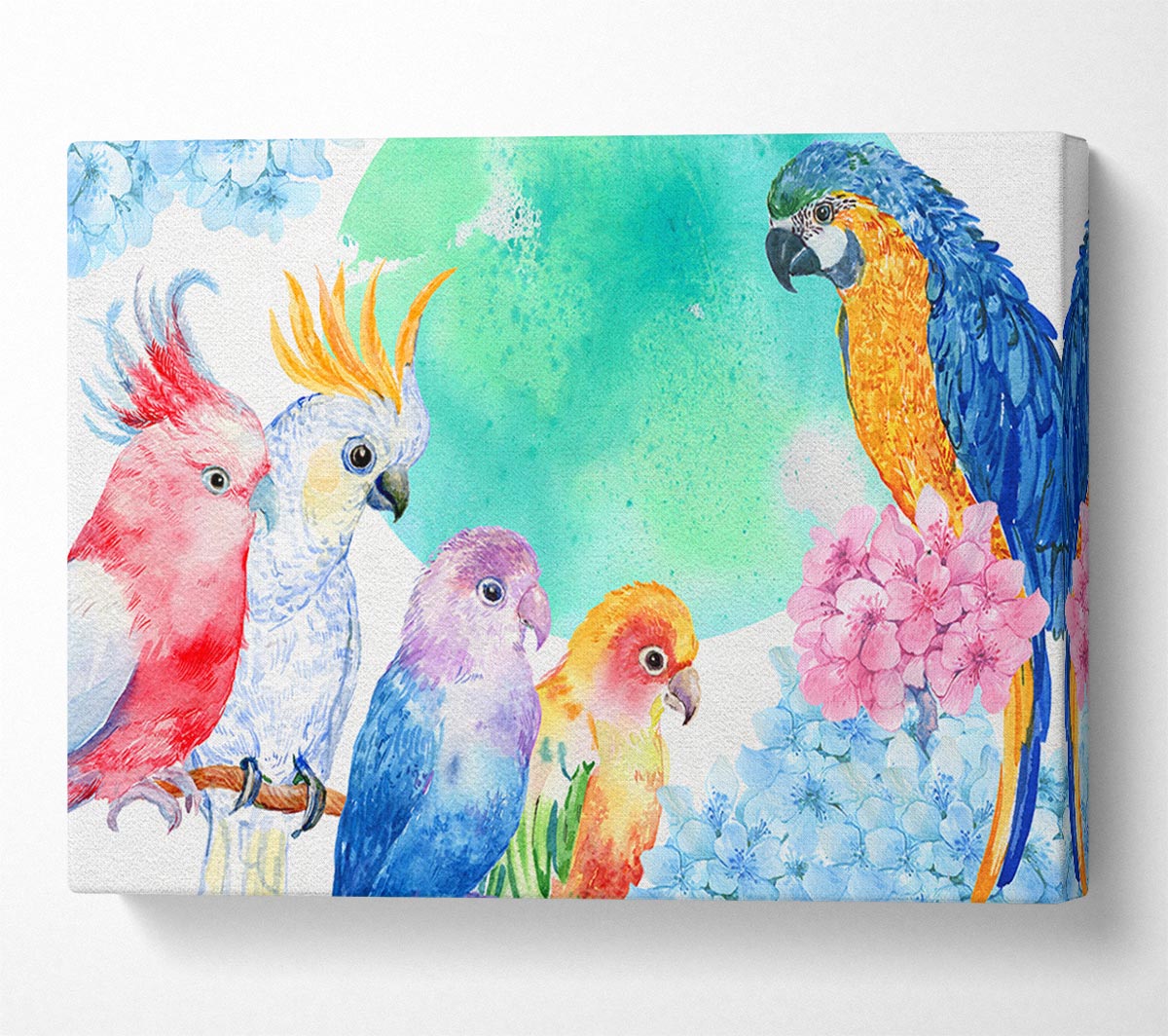 Array Of Watercolour Parrots Canvas Wall Art