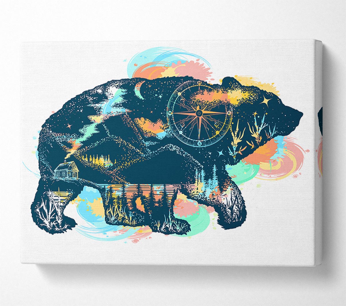 Compass Bear Canvas Wall Art