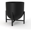 Olly & Rose Plant Pot with Plant Stand - Metal Plant Pots Indoor Planter Large Flower Pot (Black, 22cm)