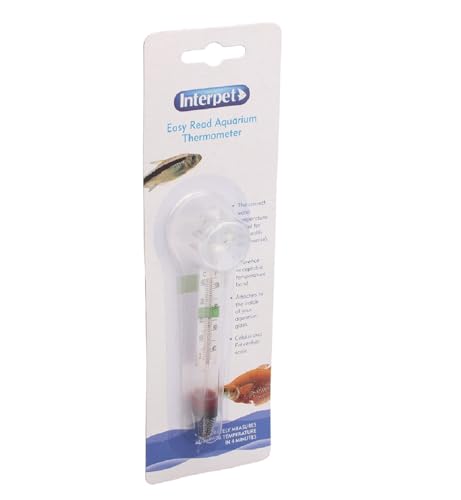 Interpet Easy Read Aquarium Fish Tank Thermometer, Fahrenheit and Celsius scale, Easy Reference Acceptable Temperature Band, Sucker Fixing