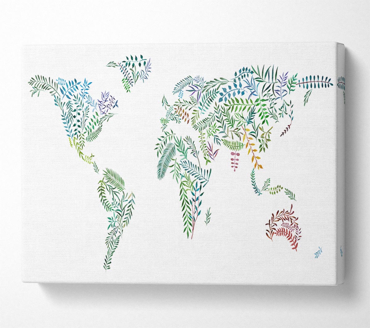 Leafy World Map Canvas Wall Art