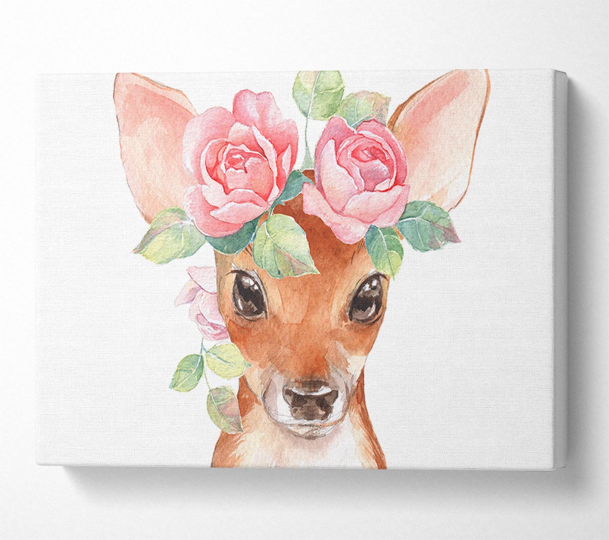 Water Colour Floral Deer Canvas Wall Art