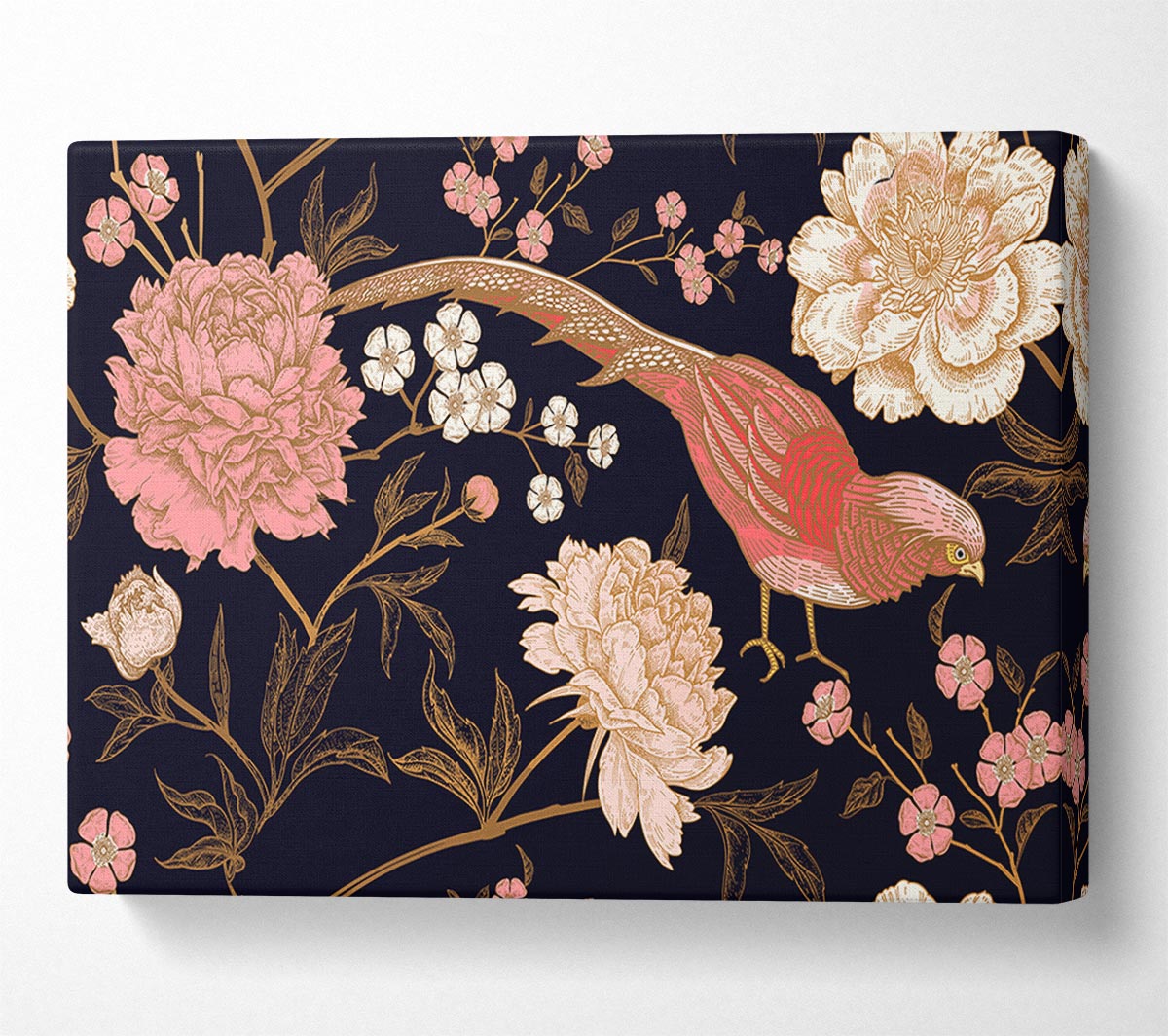 Pheasant And Flowers Canvas Wall Art