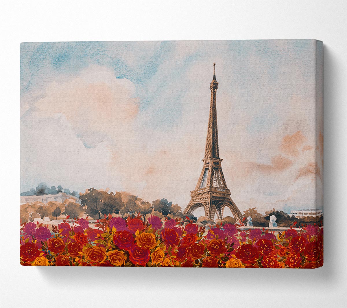 The Eiffel Tower Roses Canvas Wall Art