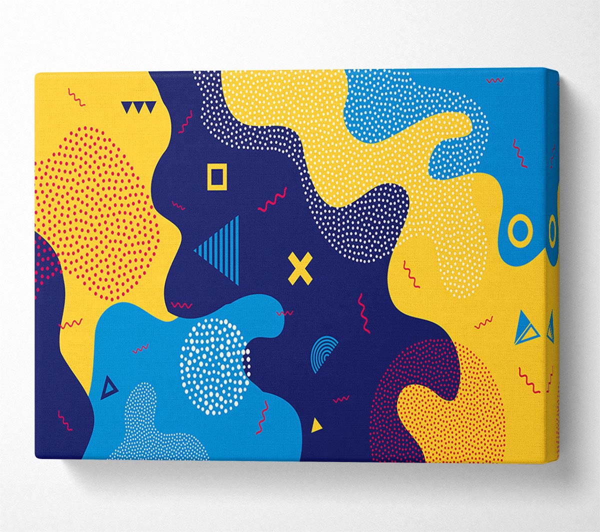Blue And Yellow Modern Shapes Canvas Wall Art