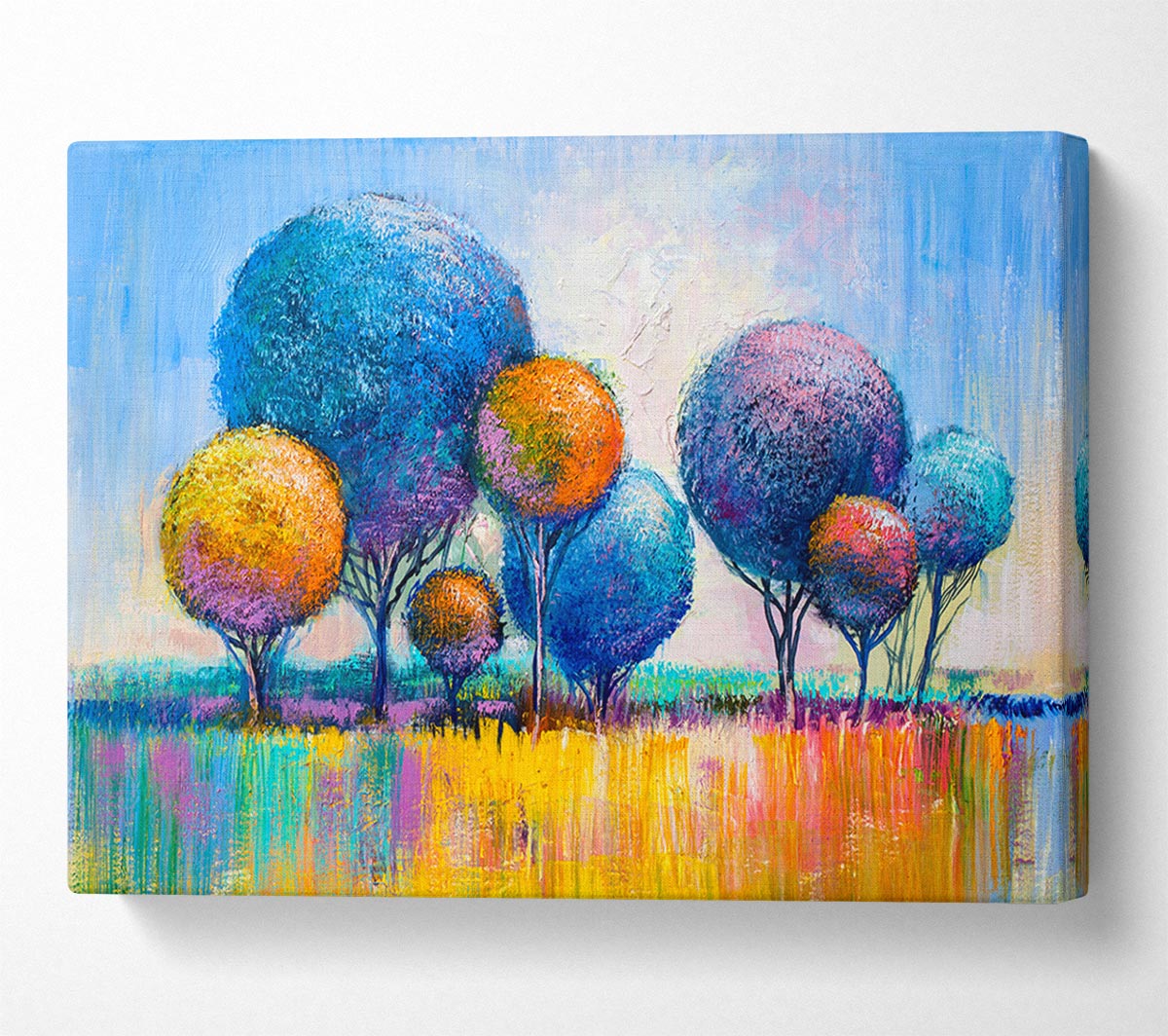 Circular Trees In The Meadow Canvas Wall Art
