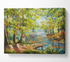 Footbridge Into The Woods Lake Canvas Wall Art