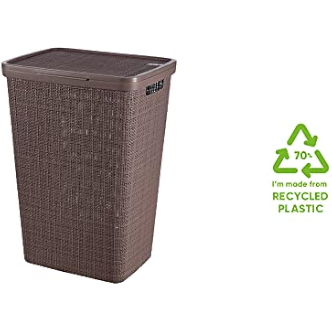 Curver Jute Woven Effect 70% Recycled Rectangular Laundry Hamper 58 Litres – Peppercorn