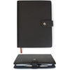 CASE ELEGANCE Black Full Grain Premium Leather Refillable Journal Cover with A5 Lined Notebook - Scratch-Proof DURA-Leather