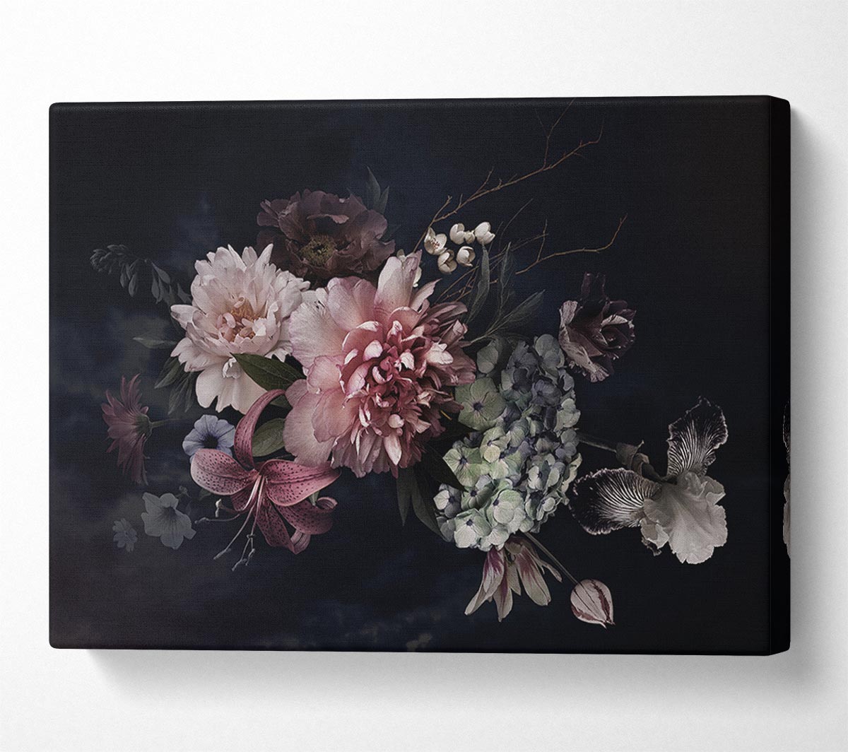 Flower Arrangement Darkness Canvas Wall Art