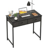 WOHOMO Small Computer Desk with Drawers, 31.5 Inch Black Vanity Desk with Storage, Home Office Computer Desks for Small Spaces, Modern Work Writing Study Table, Black