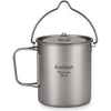 HUIOP titanium pot, Ultralight 750ml Titanium Pot Portable Titanium Water Mug Cup with Lid and Foldable Handle Outdoor Camping Cooking Picnic
