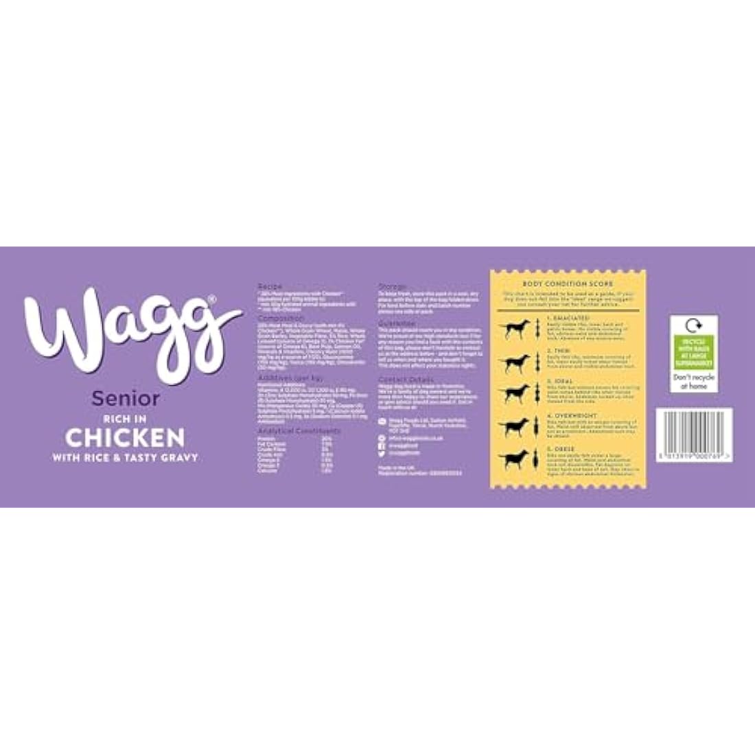Wagg Senior Complete Dry Dog Food Chicken & Rice 15kg - 28% Meaty Ingredients